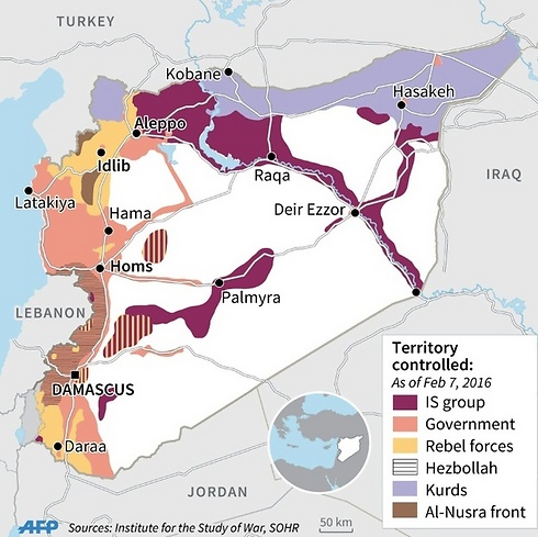 A February map of Syria, divided by regional control. (Photo: AFP)