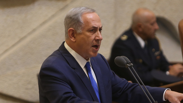 Netanyahu at the Knesset (Photo: Alex Kolomoisky)