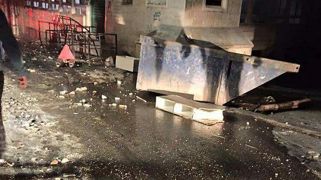 Aftermath of the rioting in Qalandiya