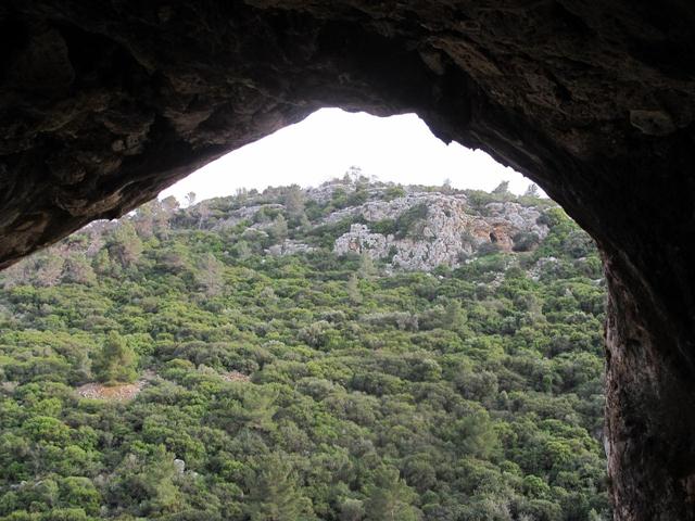 מבט ממערת אורן למערת אצבע, נחל אורן, הכרמל (צילום: אפרת גביש-רגב) (צילום: אפרת גביש-רגב)