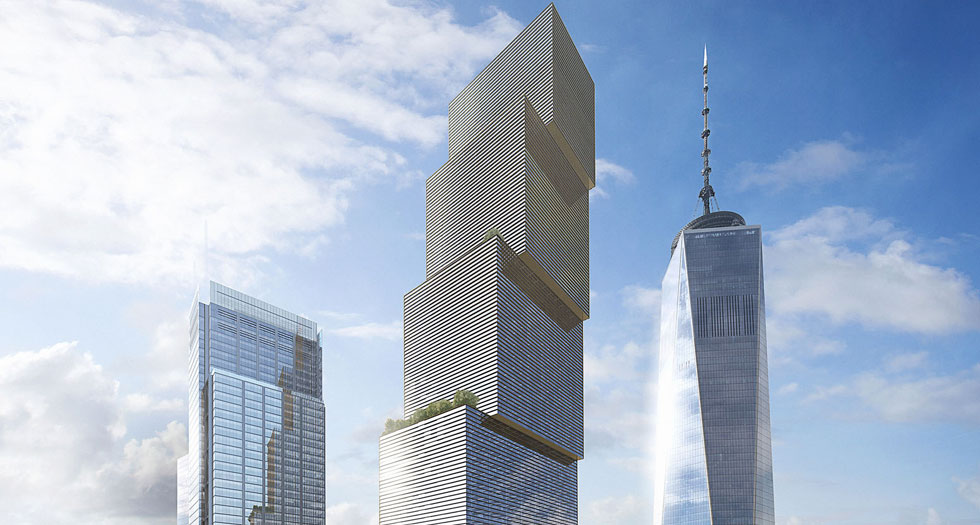 מגדל ''ניוזקורפ'' המתוכנן במרכז הסחר העולמי בניו יורק וצפוי להיות השלישי בגובהו בעיר