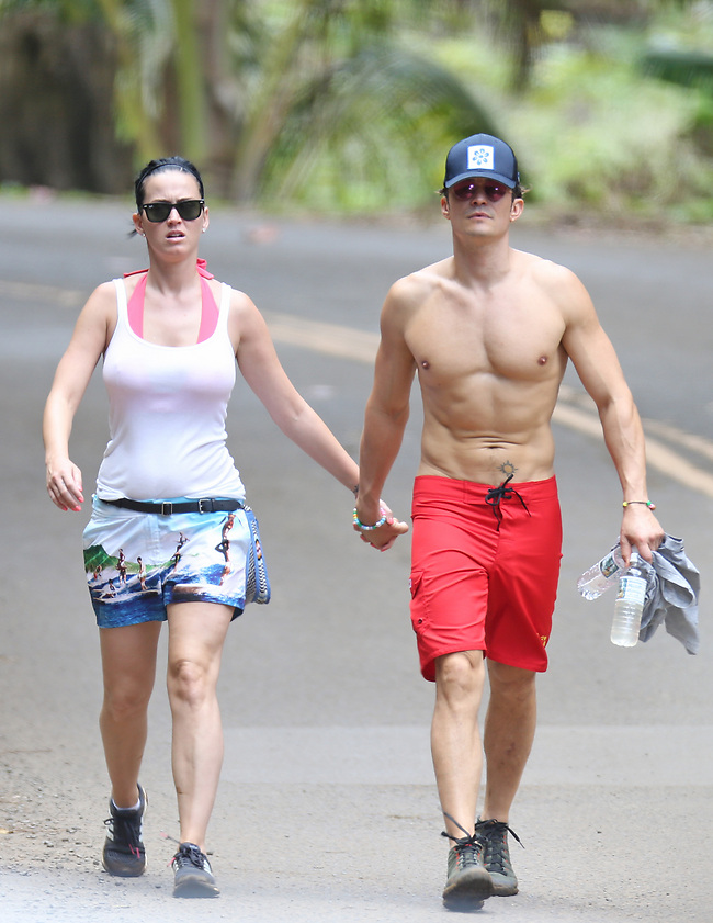 תראו אתכם חמודים, שומרים על כושר ביחד. קייטי פרי ואורלנדו בלום (צילום: splashnews)