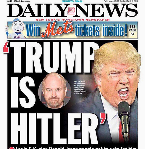 "טראמפ הוא היטלר". לואיס סי קיי על שער ה"דיילי ניוז" ()