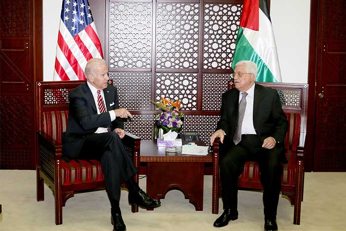 Palestinian President Mahmoud Abbas meets with US Vice President Joe Biden 