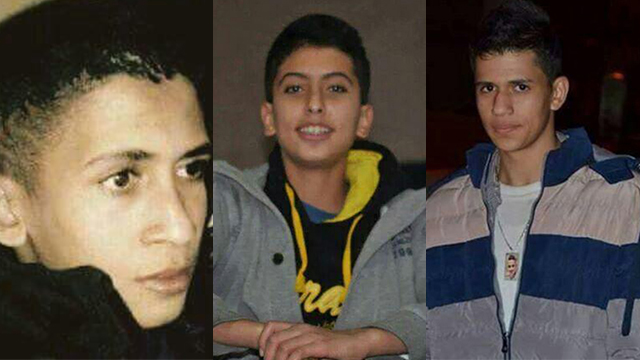 מימין לשמאל: עומר רימאווי ואיהאם סבאח בני 14, המחבלים שביצעו את הפיגוע ב"רמי לוי" ולשמאלם עבדאל-רחמאן רדאד (17) שביצע את הפיגוע בפתח תקווה בשבוע שעבר ()