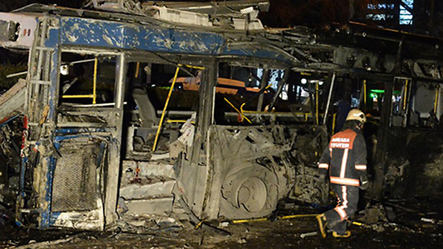 Destroyed bus in Turkey
