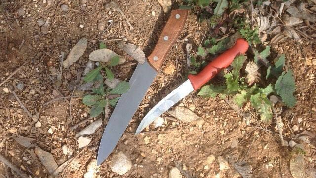 הסכינים שנתפסו בידי החשודים ()