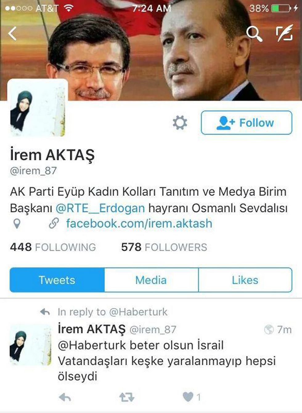 Hateful tweet posted by MP Atkas