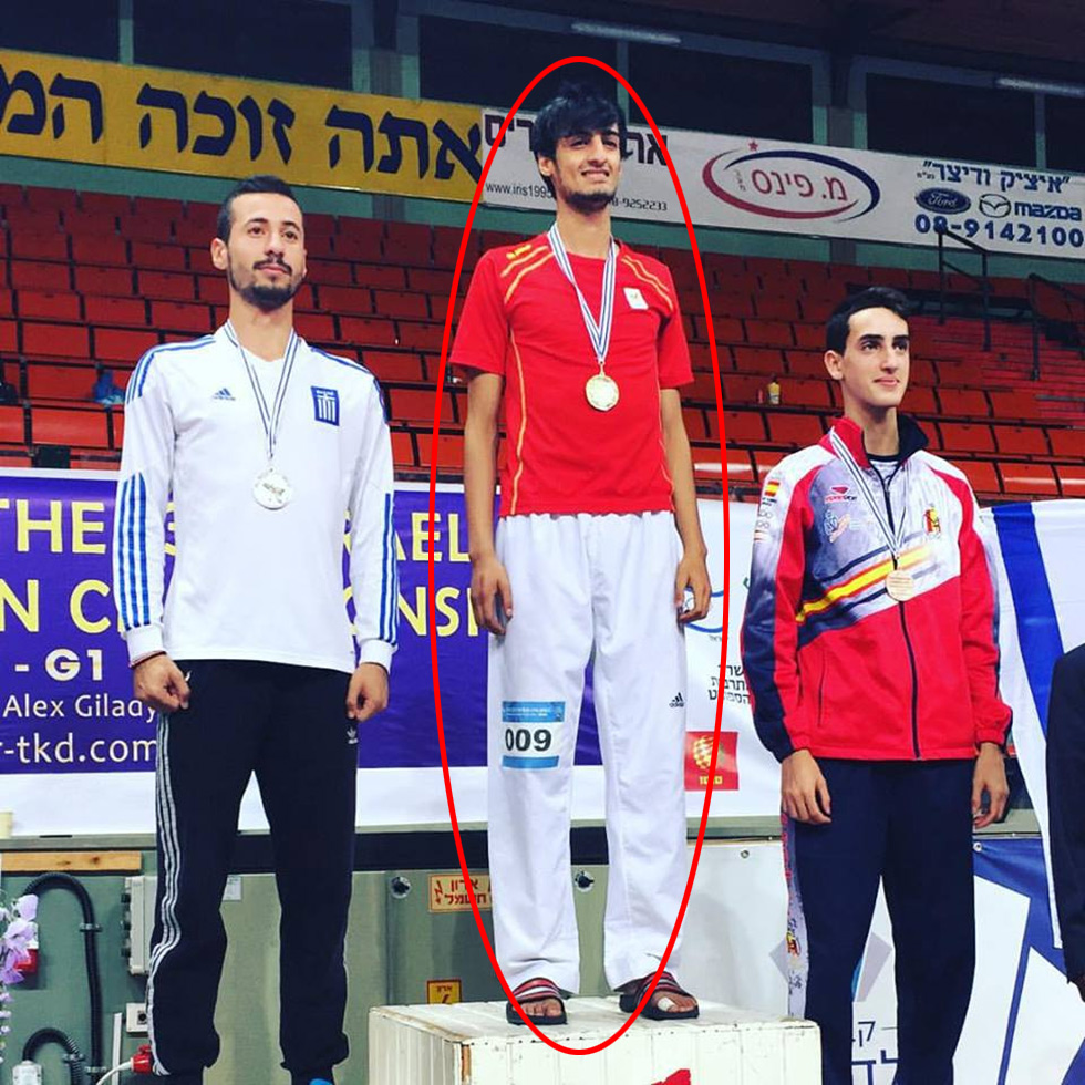 Mourad Laachraoui with gold medal at Israel's taekwondo championship in September 2015