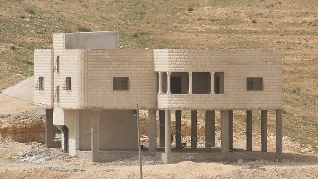 Illegal Palestinian construction south of Hebron (Photo: Regavim Movement)