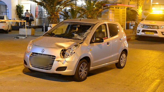 The car involved in the Ashdod hit and run. (Photo: Avi Rokach)