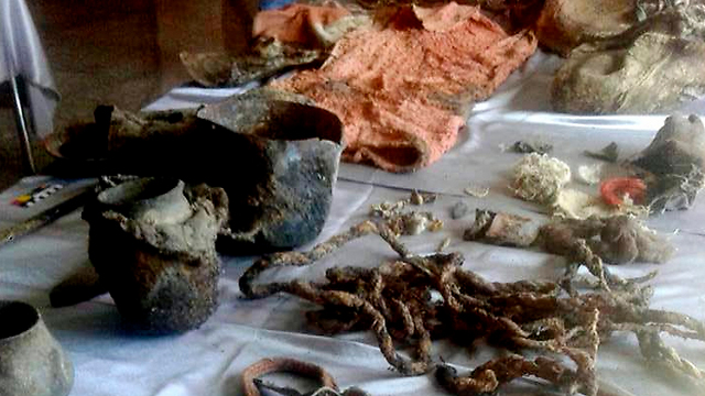 חפצים עתיקים שנמצאו בקבר (צילום: siberiantimes) (צילום: siberiantimes)