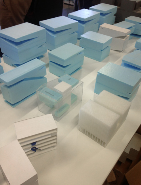 תהליך יצירת הקופסה. מודלים במשרדו של ארז אלה (צילום: הילה שמר)