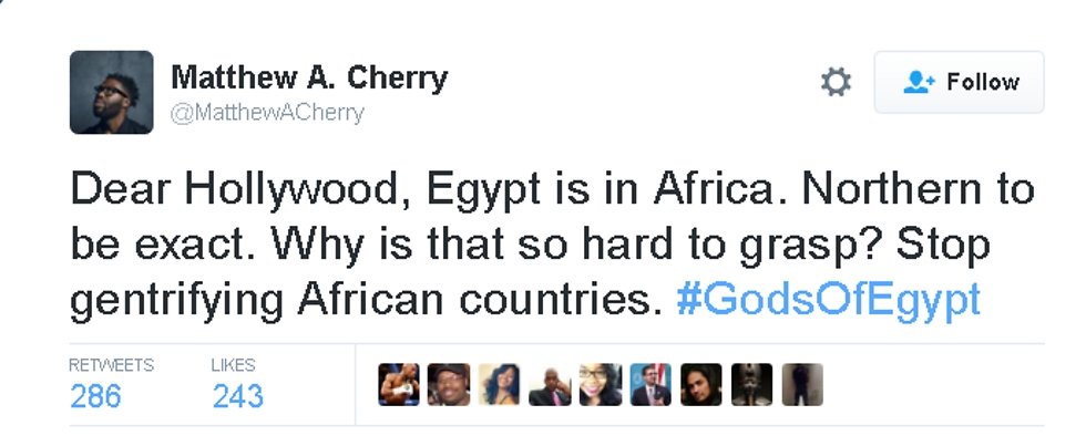 "מה כל כך קשה להבין? די לג'נטרפיקציה של אפריקה". הבמאי מת'יו איי. צ'רי מצייץ (מתוך טוויטר) (מתוך טוויטר)