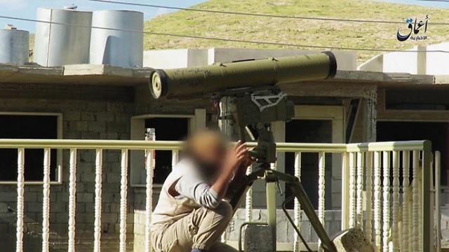 ISIS firing the ATGM at the Turkish tank