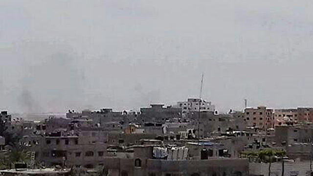 Smoke over the Hamas post the IDF shelled in response to the mortar fire.