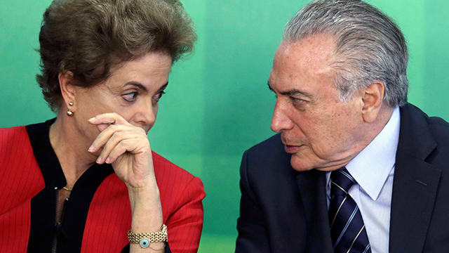 Suspended Brazil President Dilma Rousseff with Acting and Vice President Michel Temer (Photo: AP)