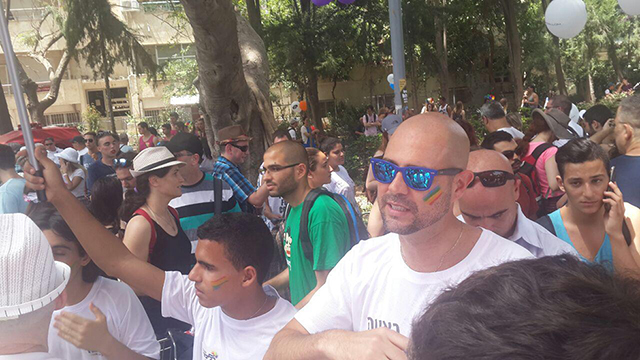Likud MK Amir Ohana at the Pride Parade event in Gan Meir (Photo: Asaf Zagrizak)