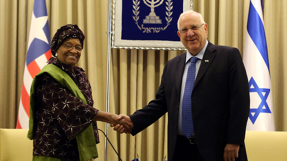 Liberian President Johnson meets Israeli President Rivlin in Israel (Photo: AFP)
