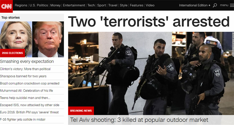 CNN coverage of Tel Aviv terror attack