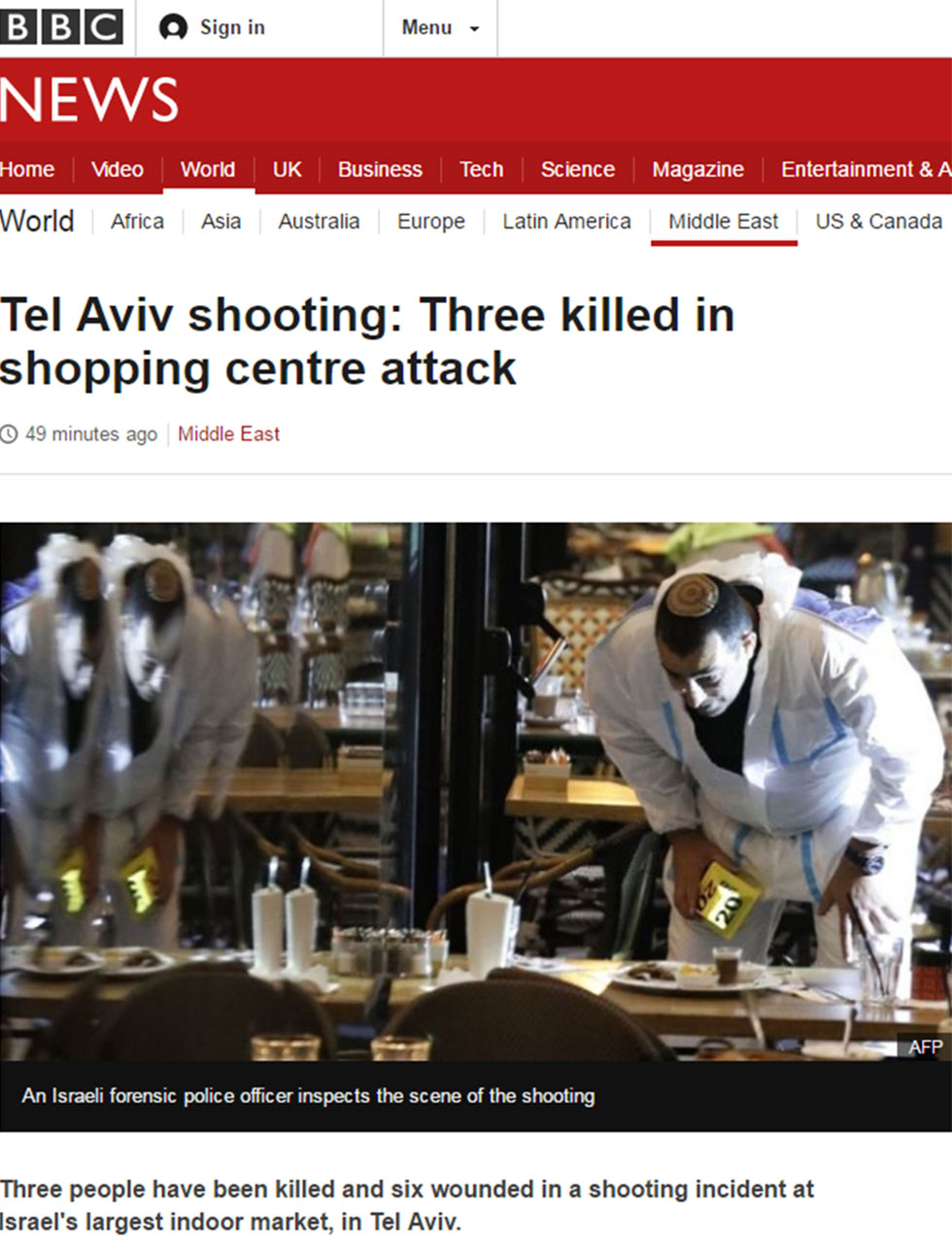 BBC coverage of Tel Aviv terror attack