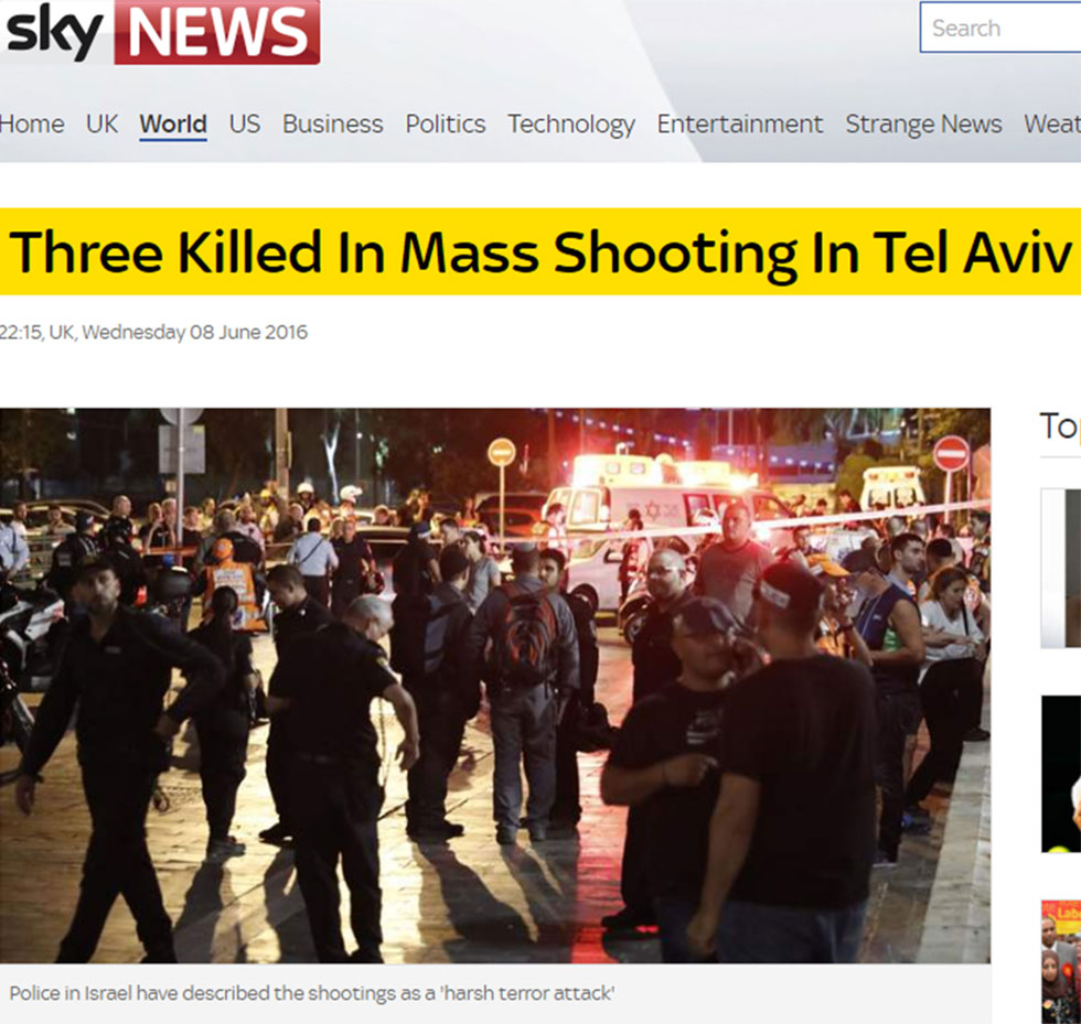 Sky News coverage of Tel Avivi terror attack