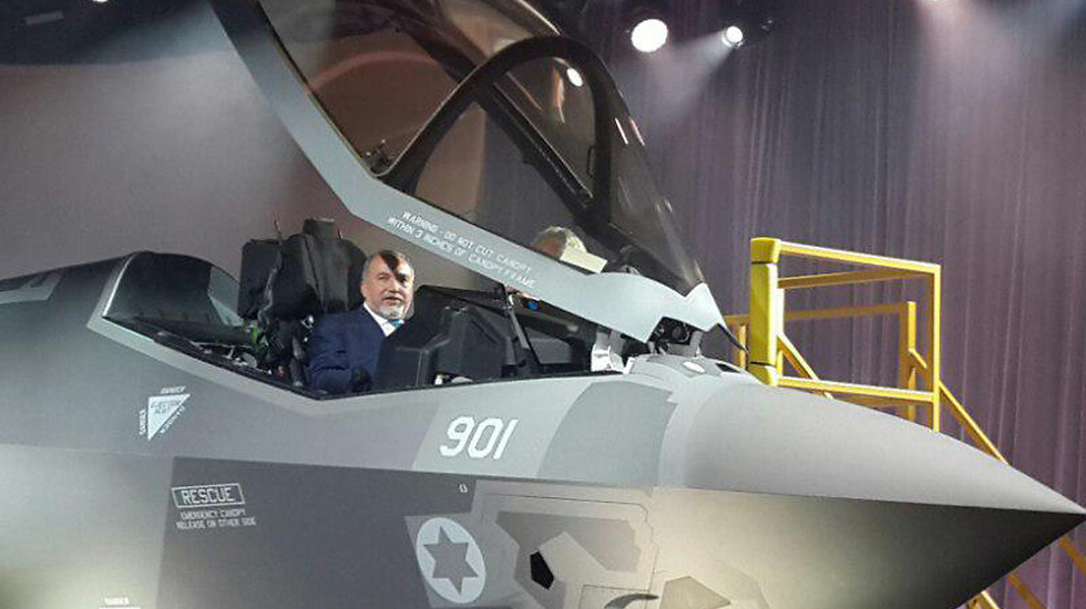 Avigdor Lieberman in the F-35 (Photo: Yoav Zitun)