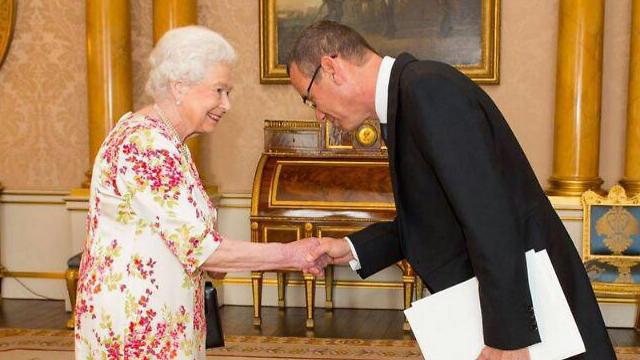 Presenting his credentials to Queen Elizabeth II 