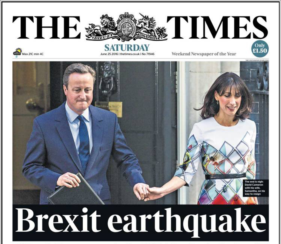 רעידת אדמה. השער של ה"טיימס" הבריטי ()