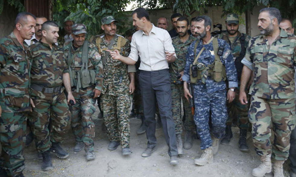 Assad speaking to commanders in the Syrian Army