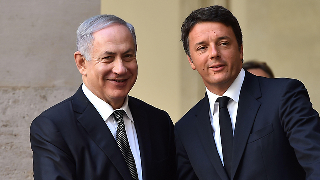 Netanyahu and Renzi meet in Rome (Photo: AFP)