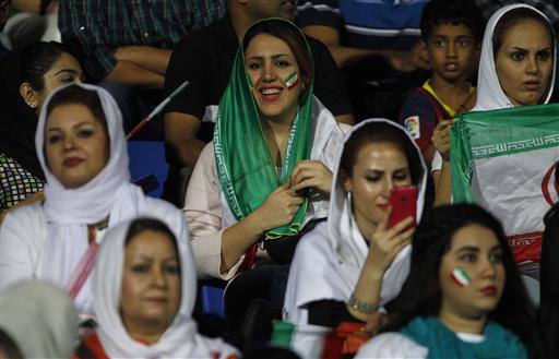 Iranian women at 2015 World Cup qualifying match in Bangalore (Photo: AP)