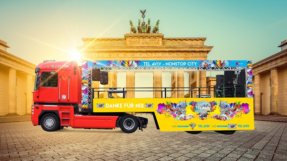 הדמיית המשאית התל אביבית שתצעד בברלין (עיצוב: שי גמיל) (עיצוב: שי גמיל)