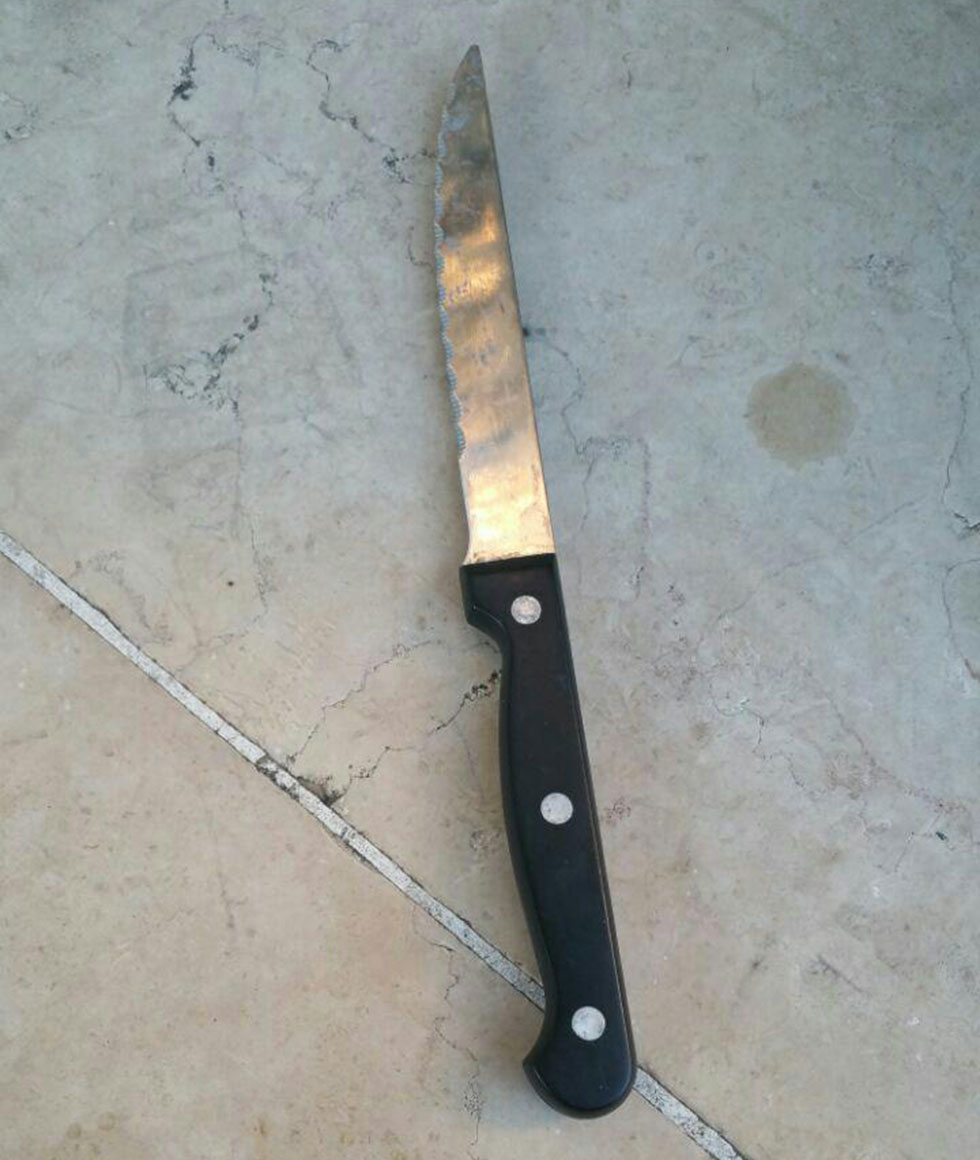 סכין שנתפסה אצל אחד החשודים שנעצר במצעד הגאווה (צילום: דוברות המשטרה) (צילום: דוברות המשטרה)
