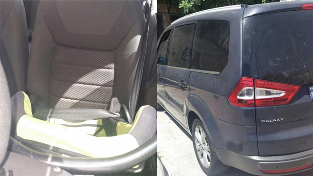 The car in which 1-year-old Hannah was forgotten. (Photo: Medabrim Tikshoret)
