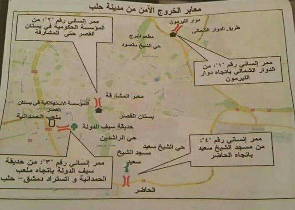 A flyer detailing escape routes from the city.