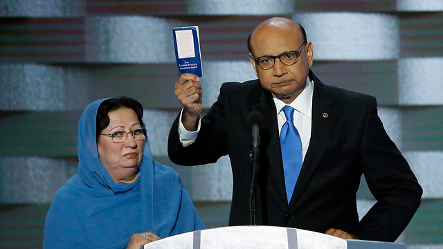 The parents of fallen soldier, Capt. Humayun Khan, at the Democratic convention. (Photo: MCT)