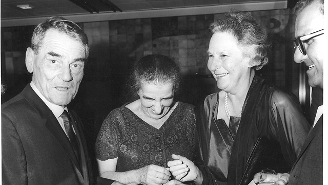 On the left, Knesset Speaker Kadish Luz with Golda Meir (Photo: Knesset Archive)