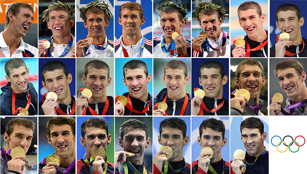 23 מדליות הזהב של פלפס (צילום: AFP) (צילום: AFP)