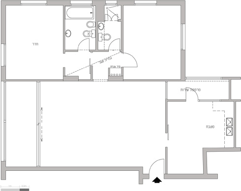 תוכנית הדירה לפני השיפוץ (תוכניות: RUST architects אדריכל רענן שטרן אדריכלית שני טל )