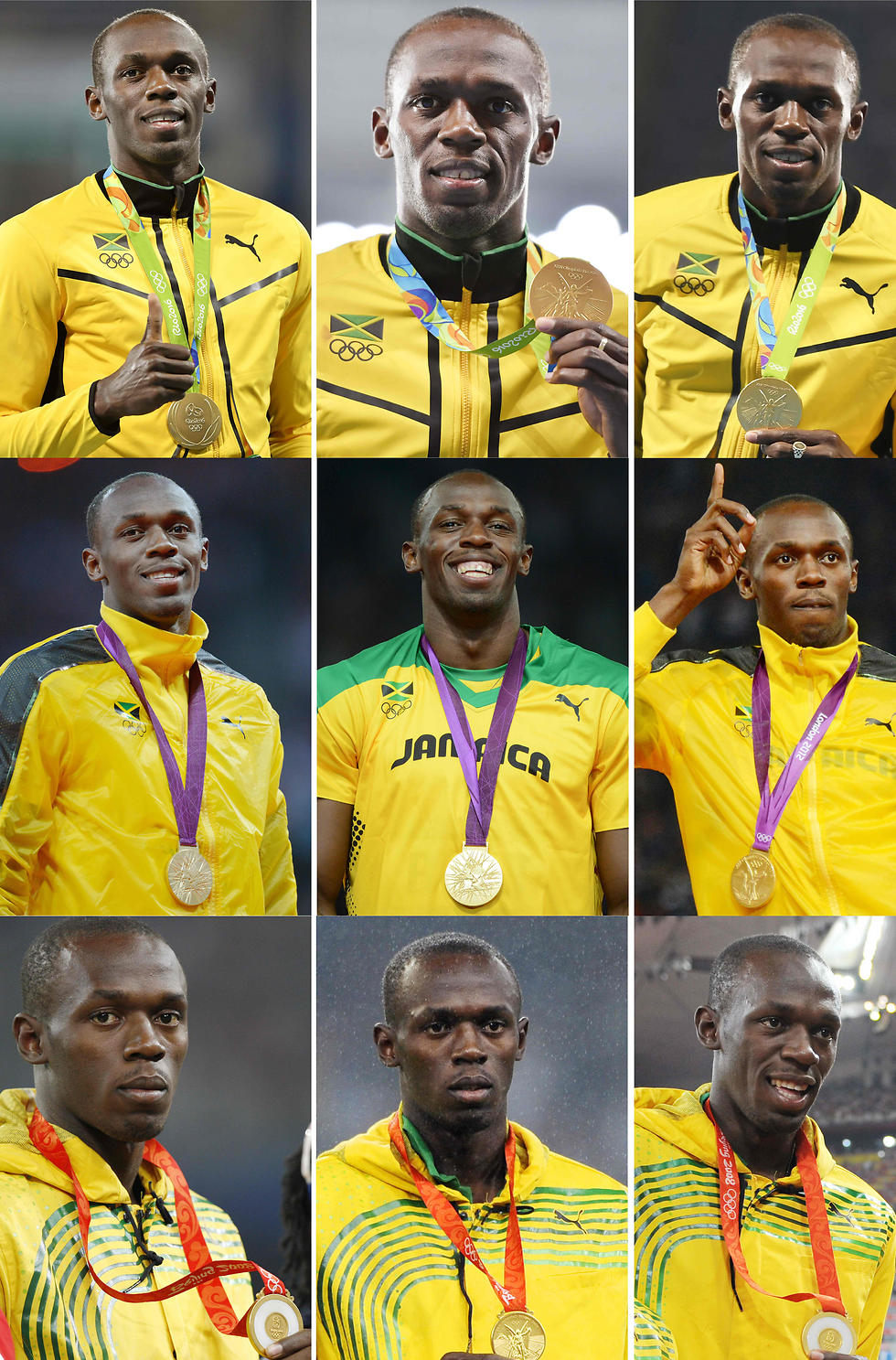 תשע מדליות שאומרות הכל. אוסיין בולט (צילום: AFP) (צילום: AFP)