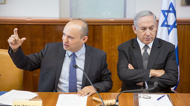 Education Minister Bennett and Prime Minister Netanyahu (Photo: Amil Salman)
