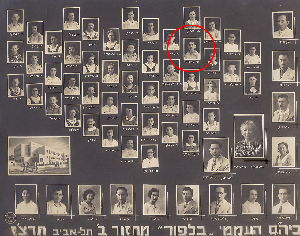 פרס ב-1936 בבית הספר היסודי בלפור בתל אביב (צילום: ארכיון שמעון פרס) (צילום: ארכיון שמעון פרס)