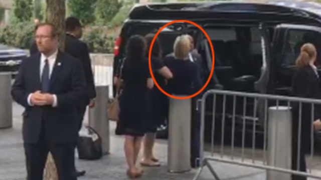 Hillary Clinton stumbles as she leaves 9/11 memorial ceremony