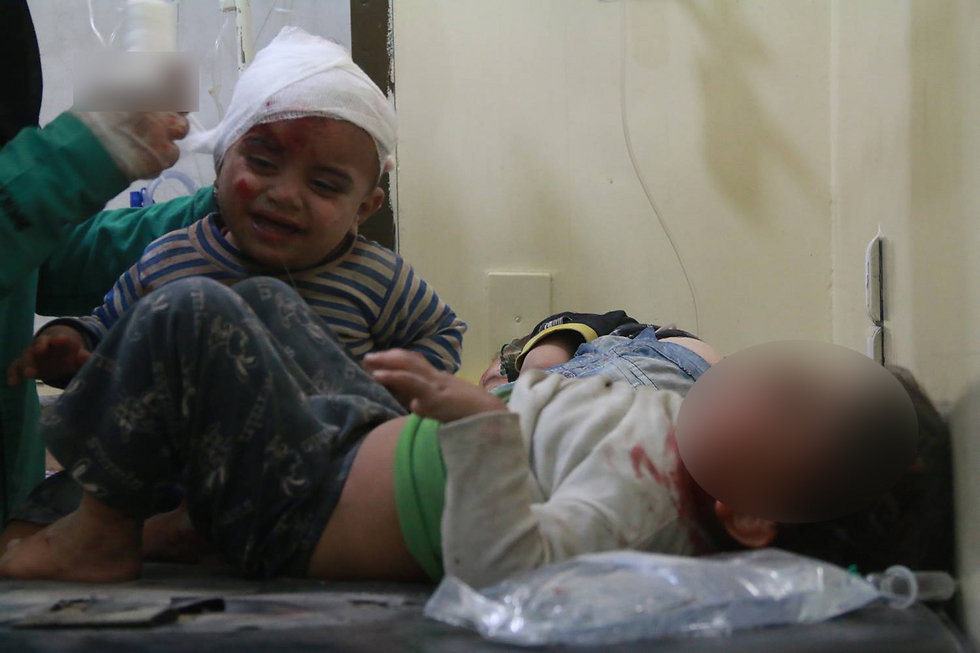 Children injured in the attack receiving medical treatment