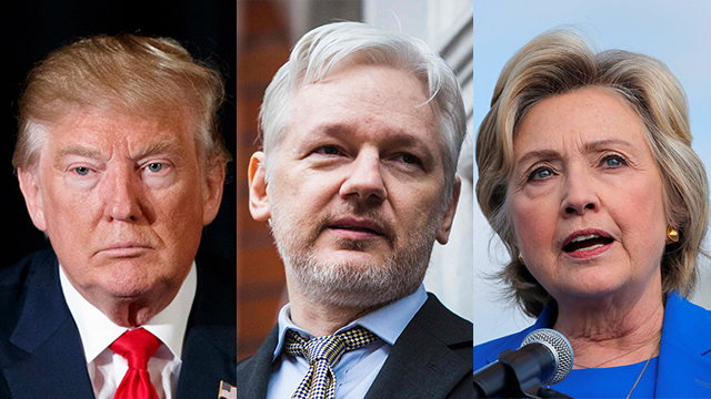 Trump, Wikileaks founder Julian Assange, Clinton (Photo: AFP, AP, Reuters)