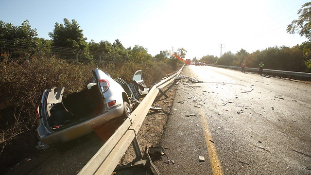זירת התאונה, כביש 89 (צילום: אלעד גרשגורן) (צילום: אלעד גרשגורן)