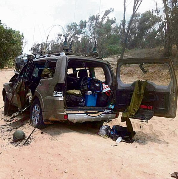 Col. Ifrah's jeep, damaged in the incident.