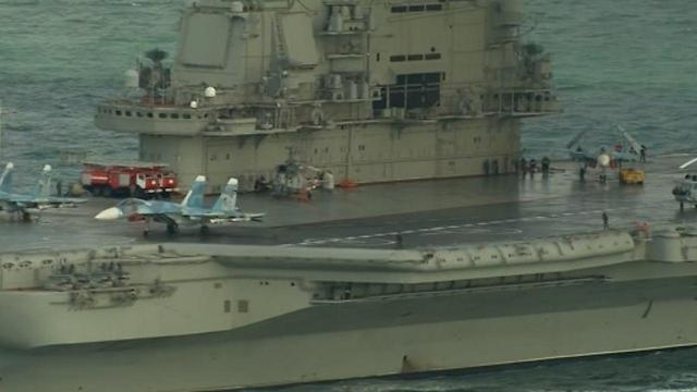 Sukhoi fighter jets on the deck of the Admiral Kuzentsov (Photo: Reuters)