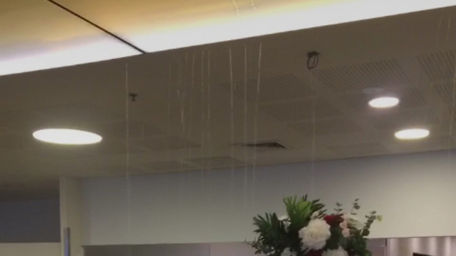 דליפת מים מהתקרה במלון קלאב הוטל (צילום:רועי מרוז) (צילום:רועי מרוז)